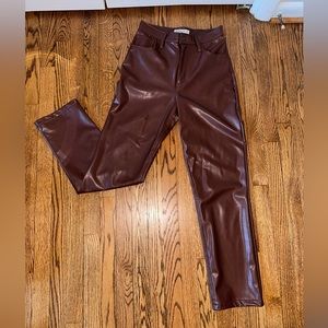 Curve Love Vegan Leather 90s Straight Pant in Dark Brown